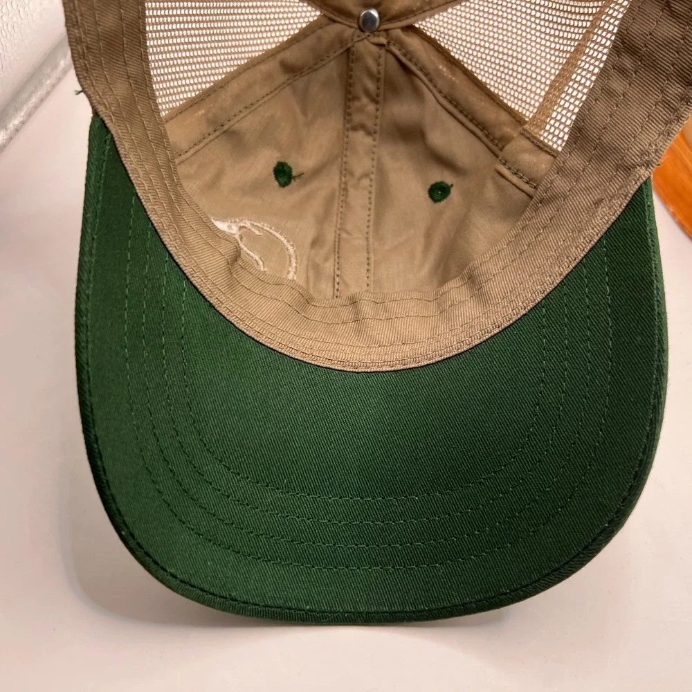 Ducks Unlimited Trucker Hat Green Tan Mesh Back Adjustable Hook Loop Strap Cap